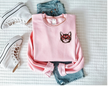 Cat with Heart Glasses Embroidered CLASSIC Crew Neck Sweater
