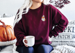 Embroidered Ghost Reading Book Classic Sweater
