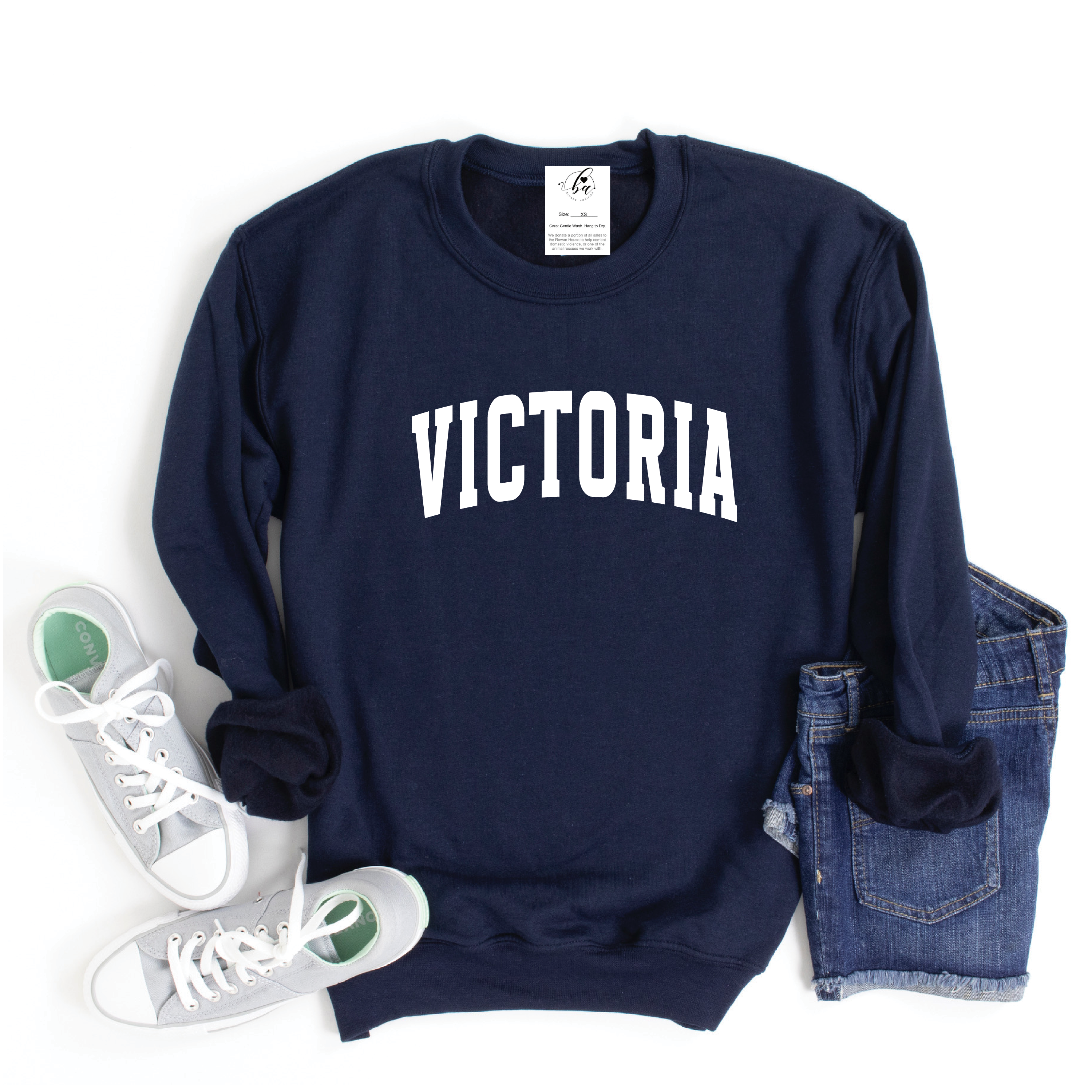 Hometown Varsity Style Cozy Crew Neck Sweater
