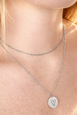 Engraved Heart on Layered Pendant Necklace