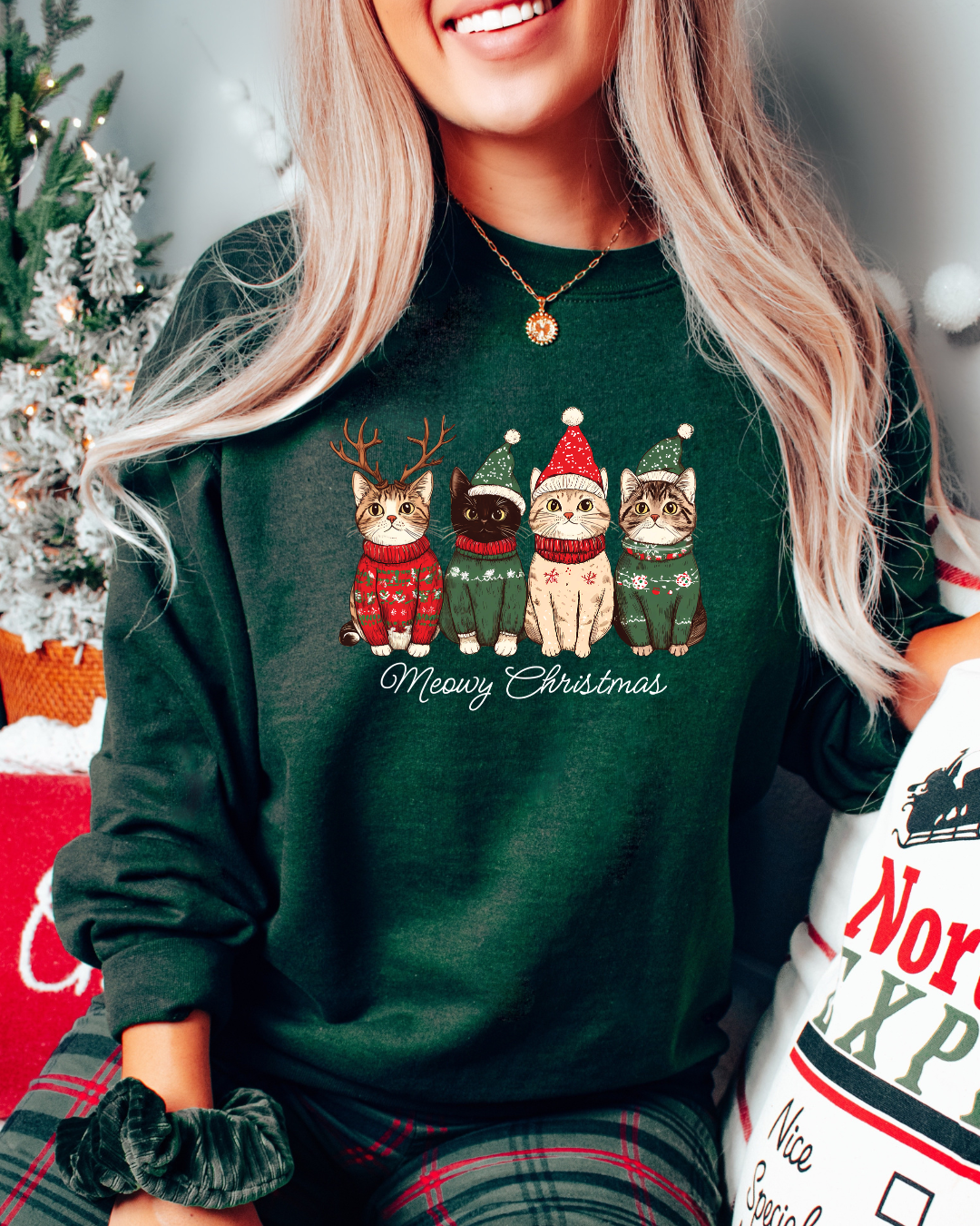 Meowy Christmas Cats Classic Crew Neck Sweater