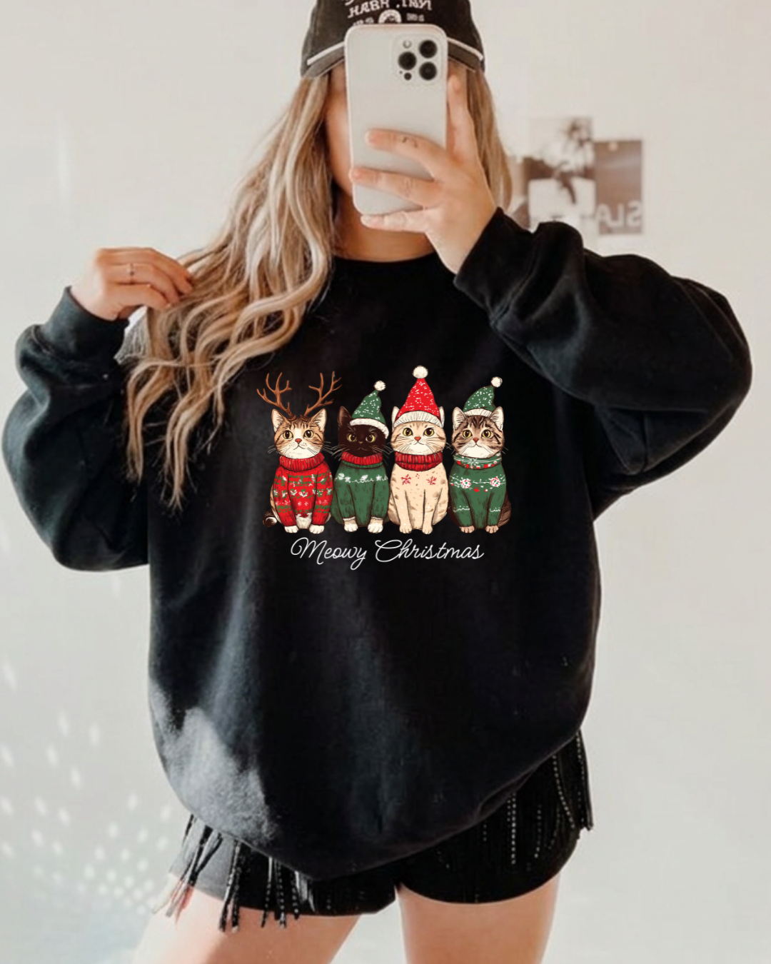 Meowy Christmas Cats Classic Crew Neck Sweater