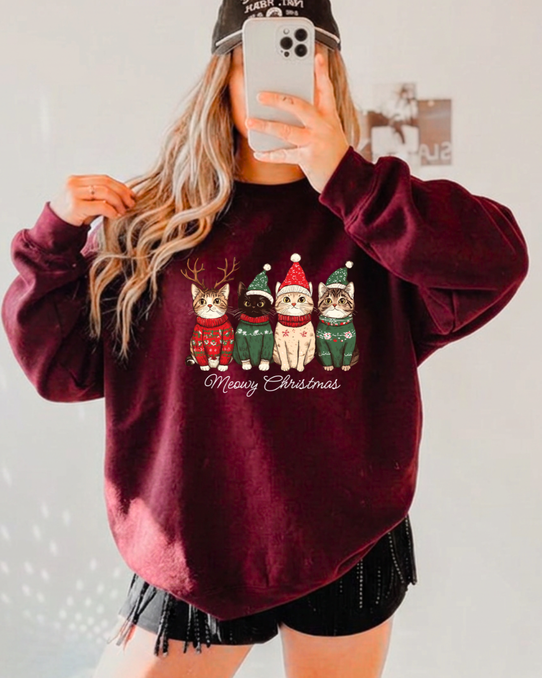 Meowy Christmas Cats Classic Crew Neck Sweater