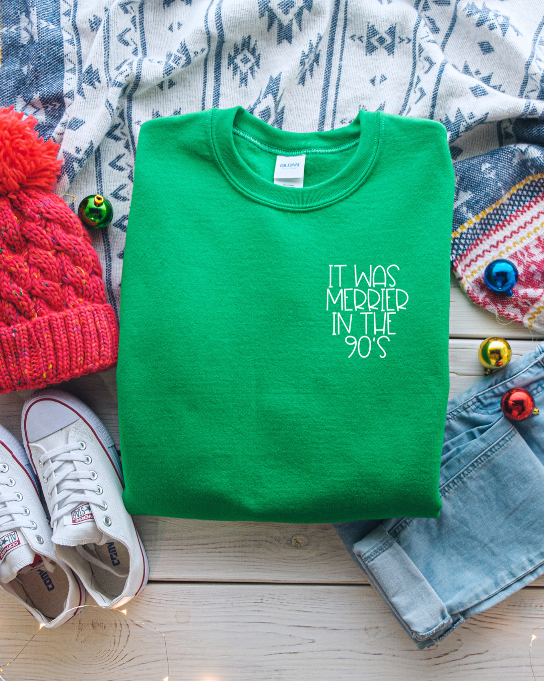 Merrier in the 90's Sweater - Classic Crew Neck