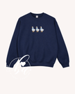 3 Geese Embroidered Classic Crew Neck
