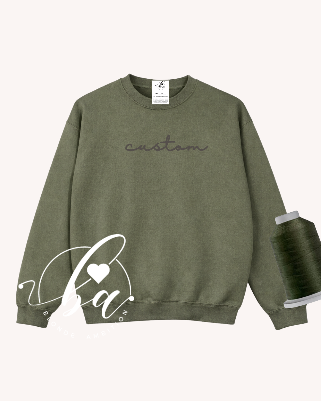Customizable Script Embroidered Classic Crew Neck Sweater