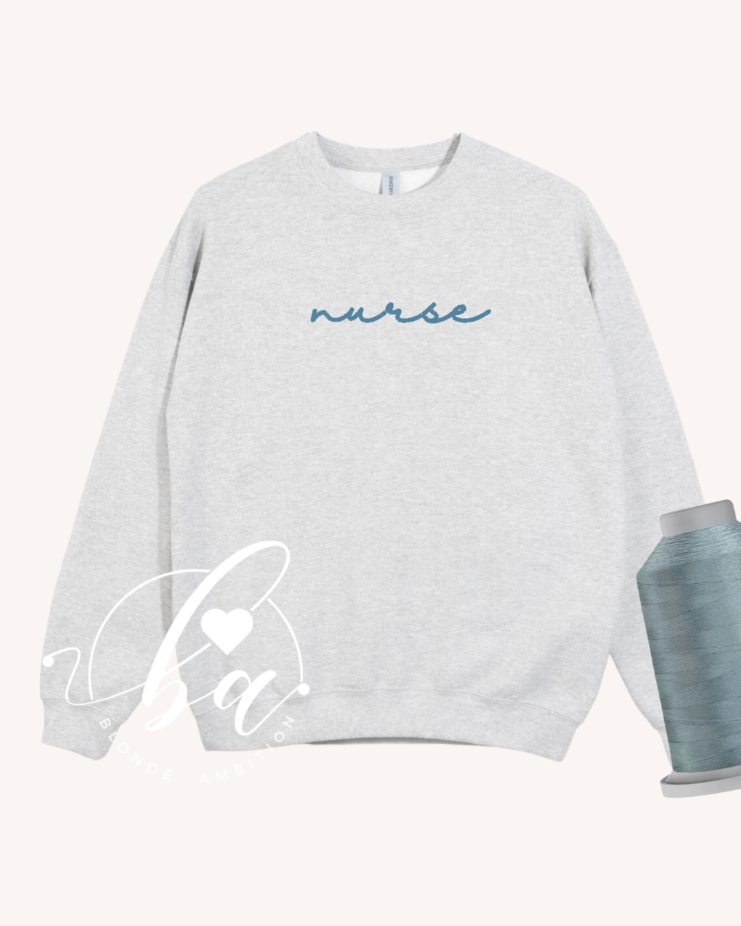 Customizable Script Embroidered Classic Crew Neck Sweater