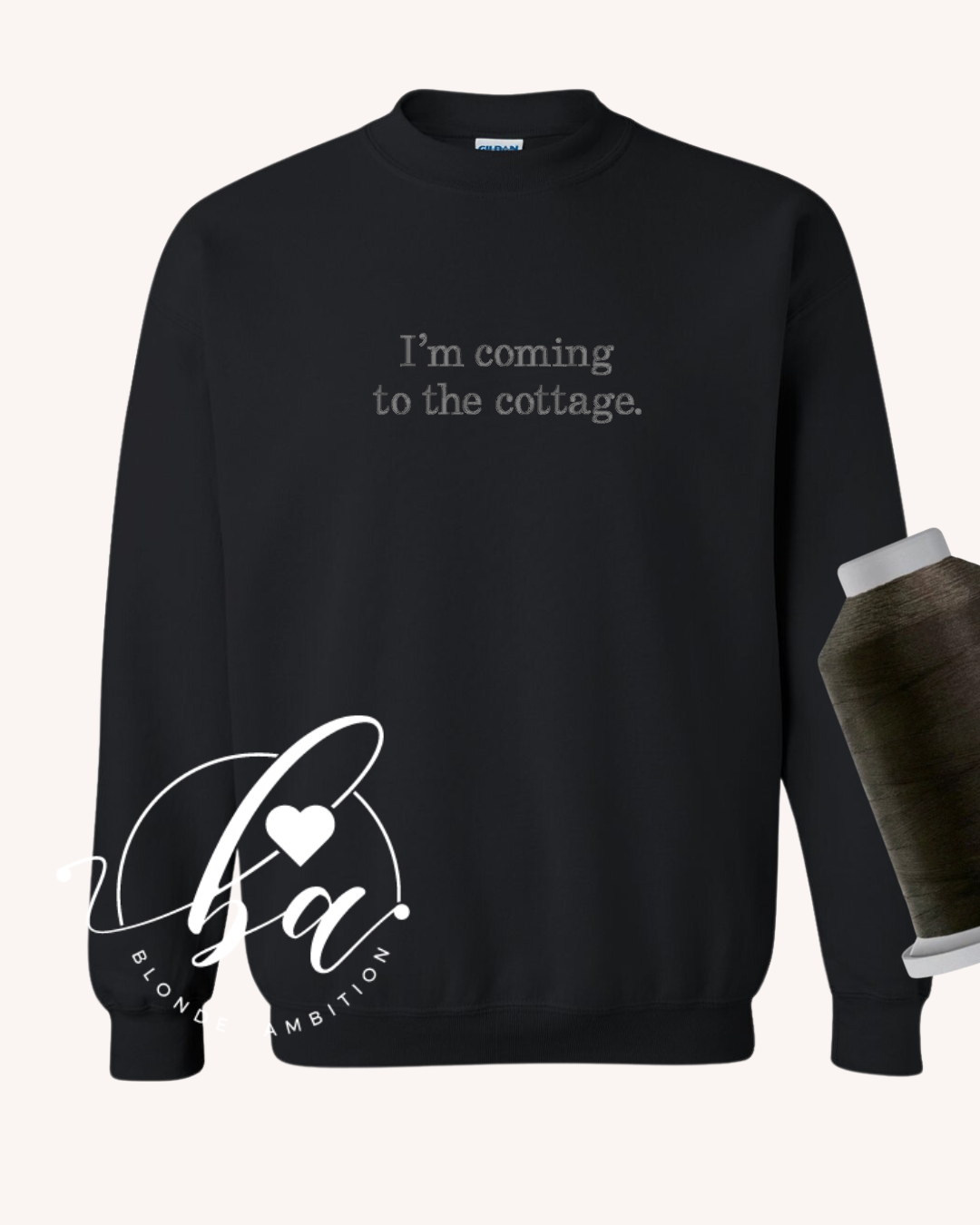 I'm Coming to the Cottage Embroidered Classic Crew Neck Sweater