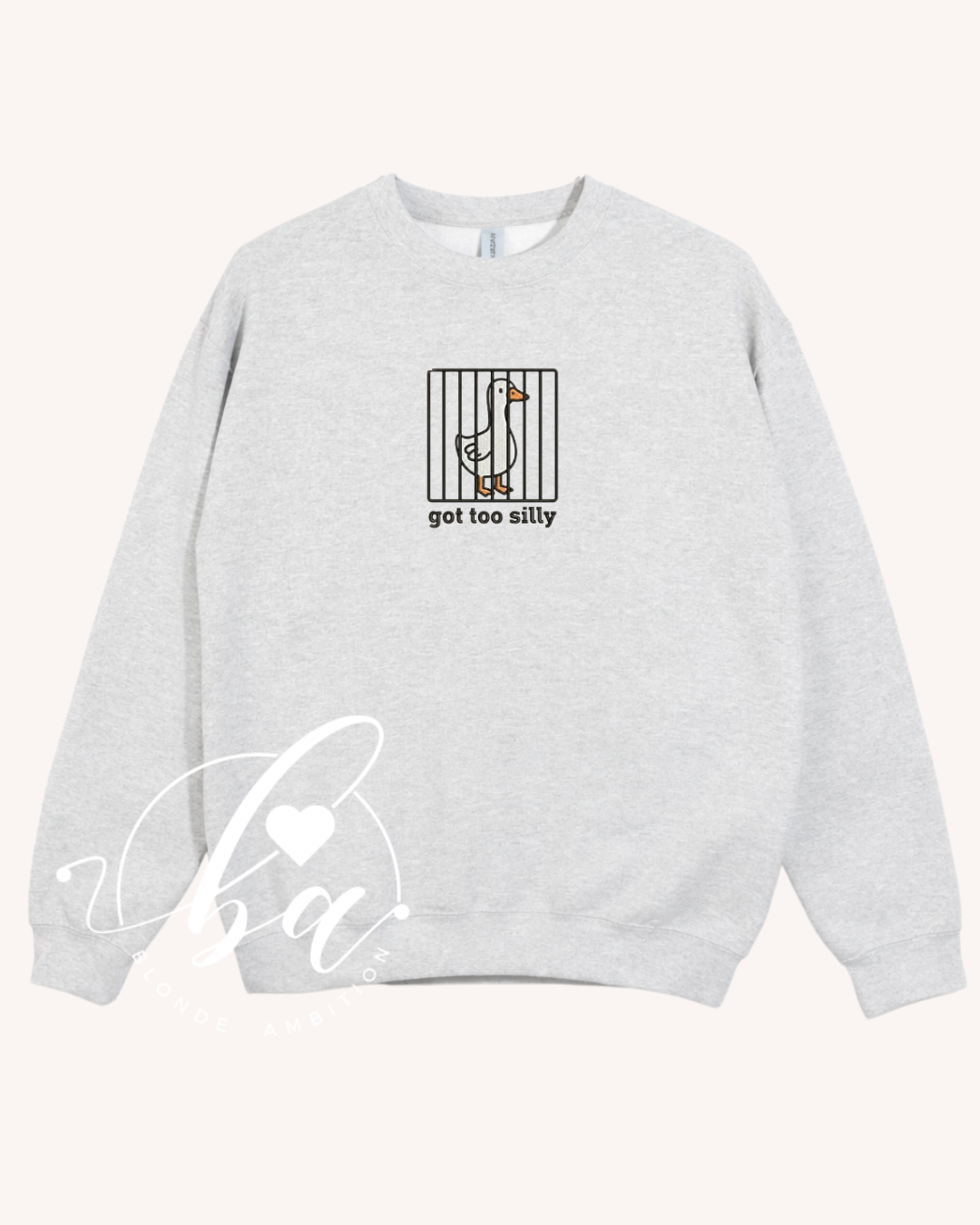 Got Too Silly Embroidered Classic Crew Neck Sweater