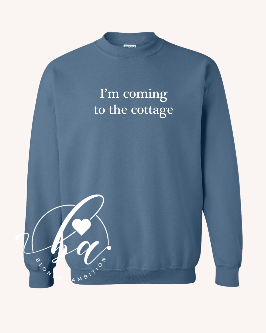 I'm Coming to the Cottage Embroidered Classic Crew Neck Sweater