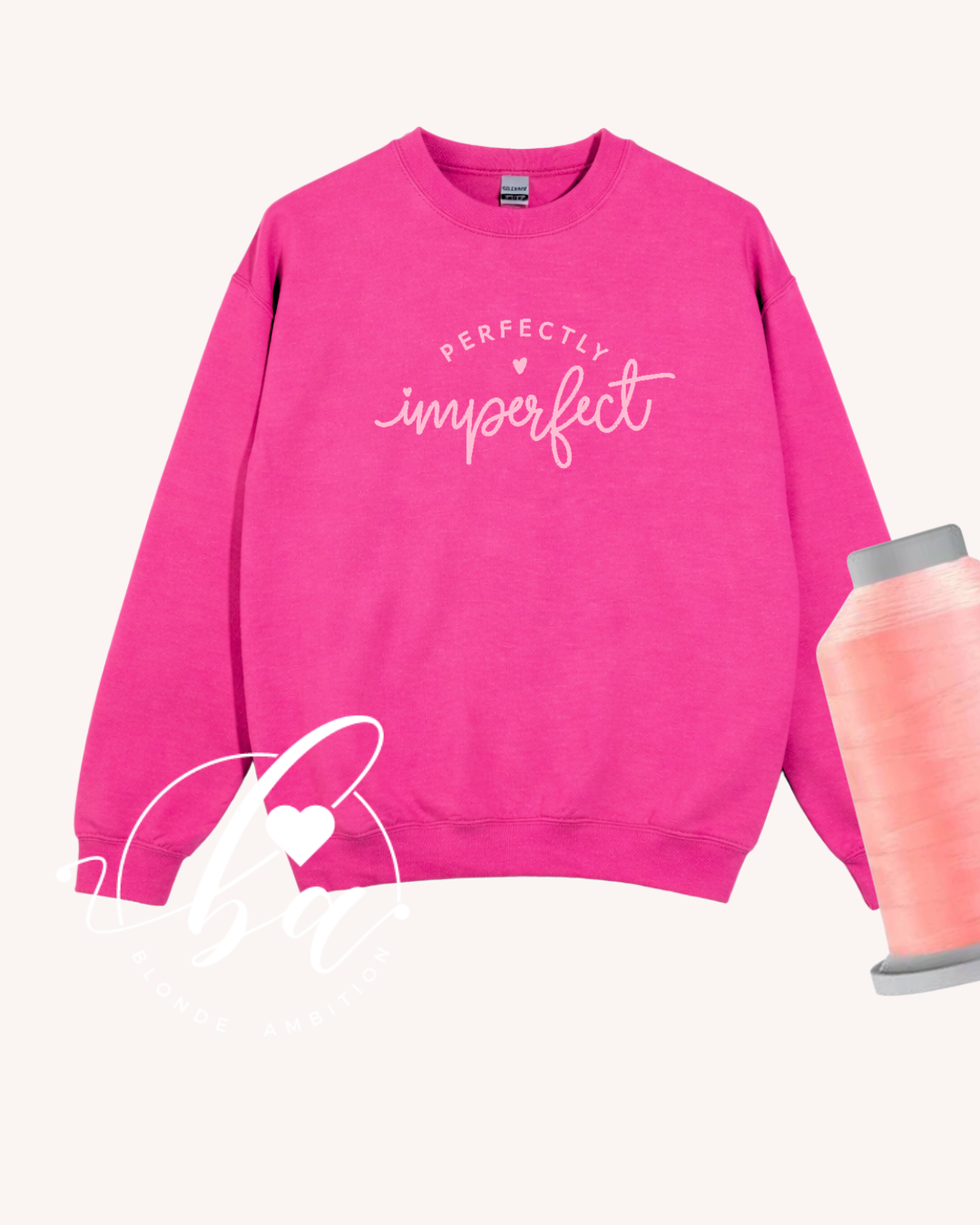 Perfectly Imperfect Embroidered Classic Crew Neck Sweater