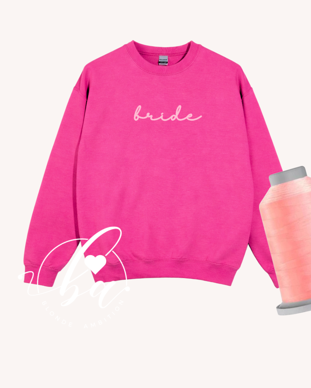 Customizable Script Embroidered Classic Crew Neck Sweater