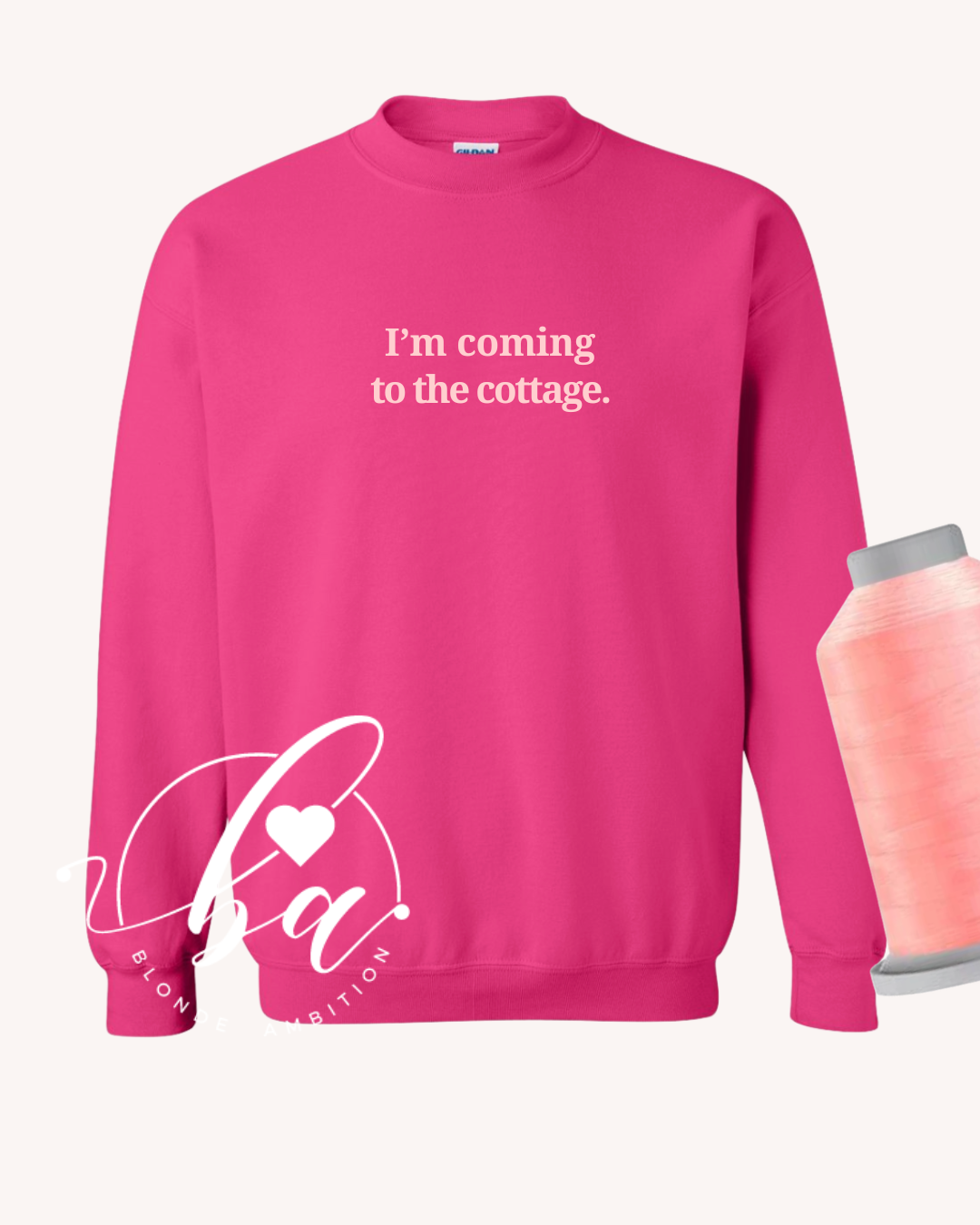 I'm Coming to the Cottage Embroidered Classic Crew Neck Sweater