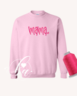 Mama Heart Embroidered Classic Crew Neck Sweater