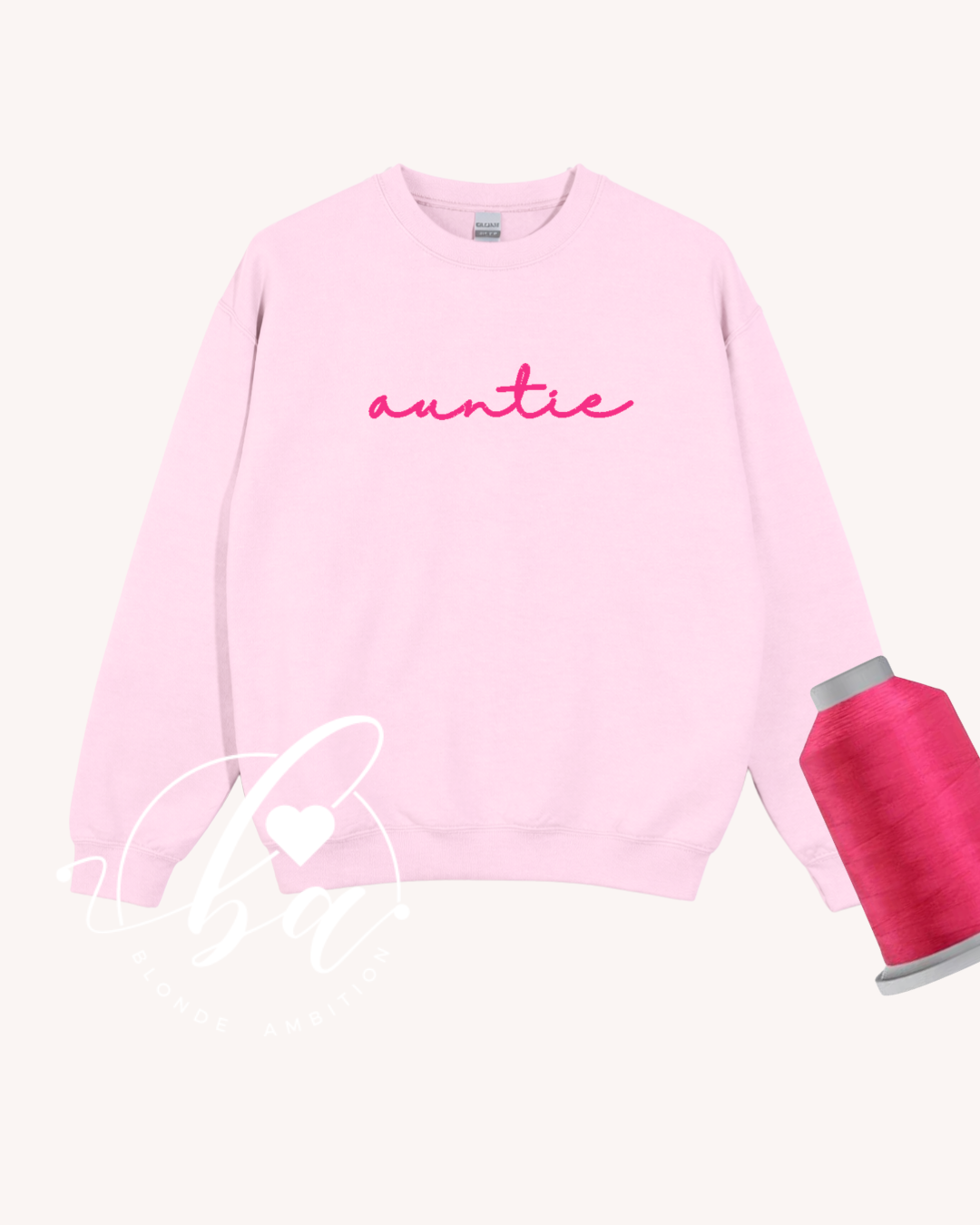 Customizable Script Embroidered Classic Crew Neck Sweater