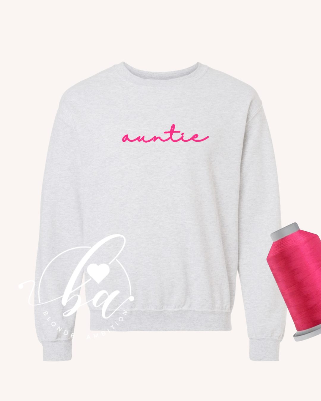 Customizable Script Embroidered Classic Crew Neck Sweater