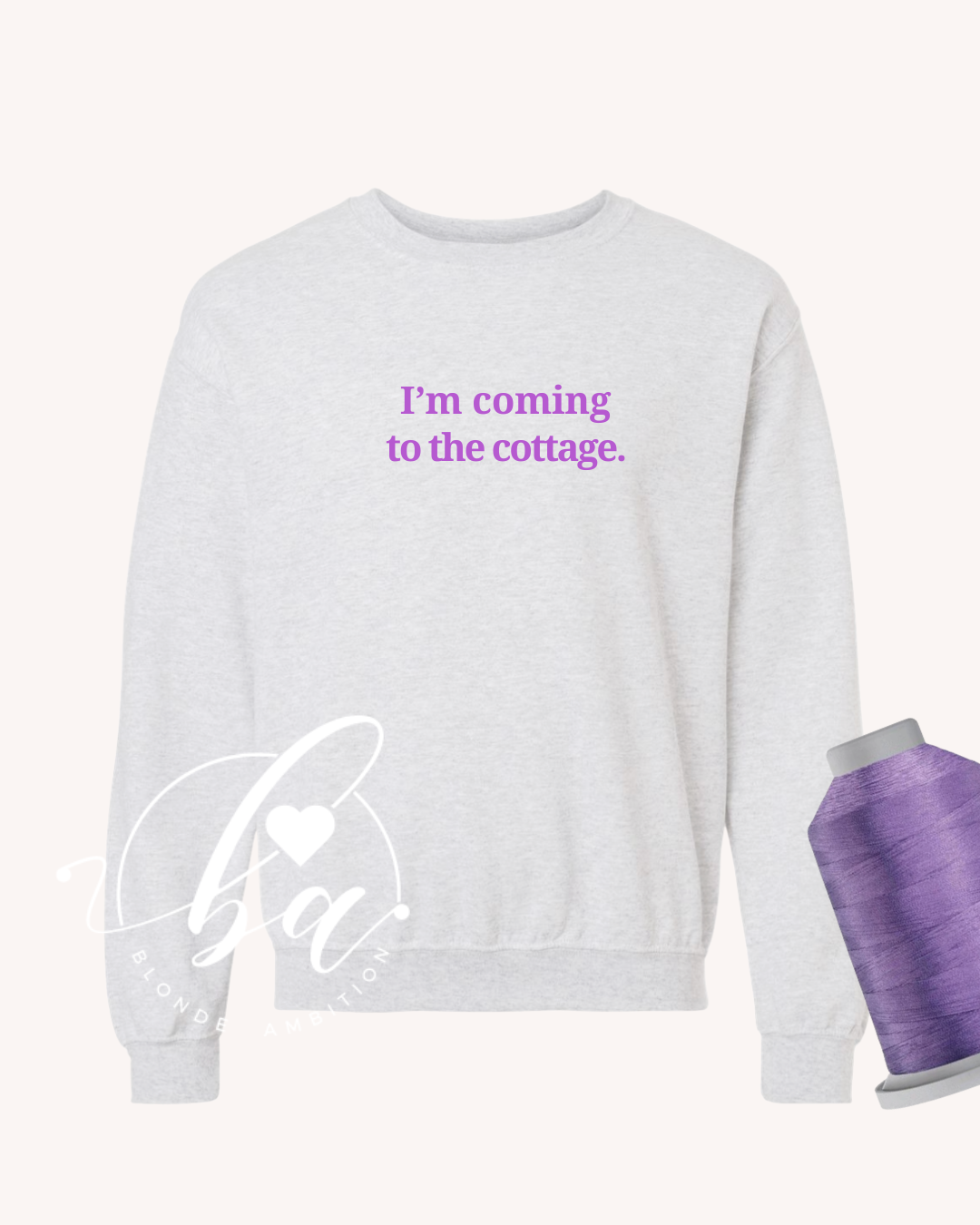 I'm Coming to the Cottage Embroidered Classic Crew Neck Sweater