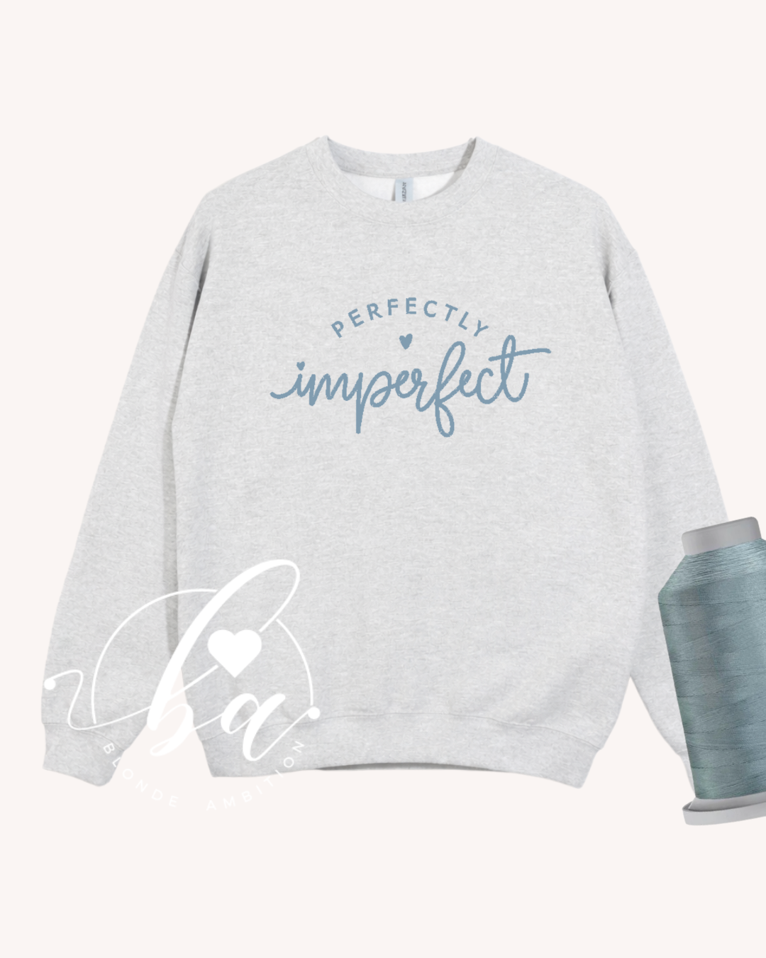Perfectly Imperfect Embroidered Classic Crew Neck Sweater