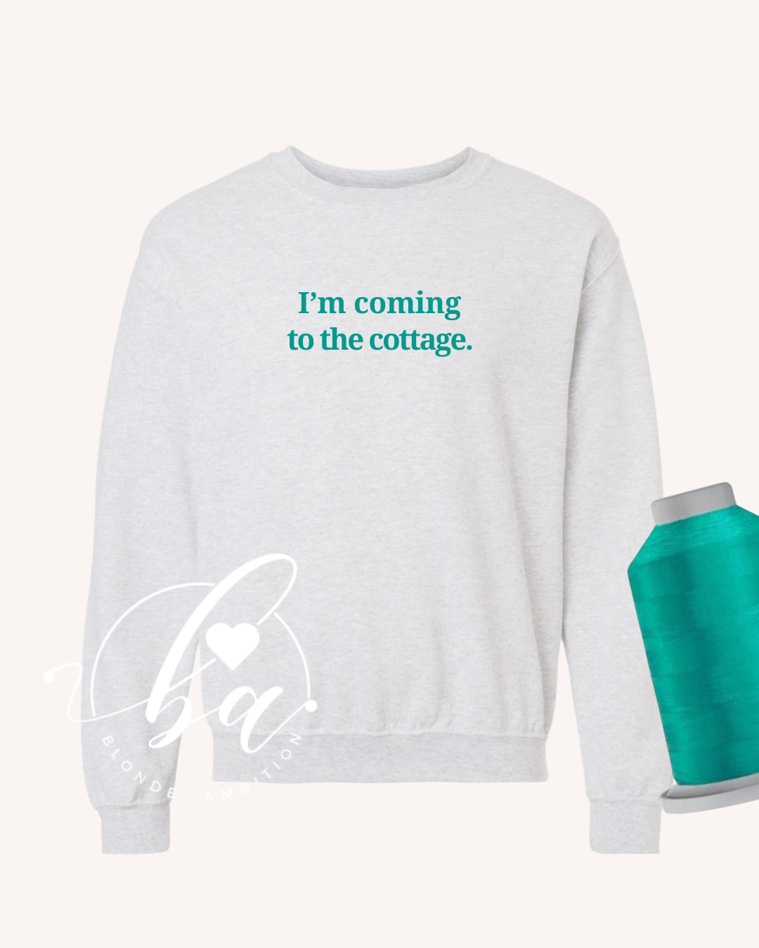 I'm Coming to the Cottage Embroidered Classic Crew Neck Sweater
