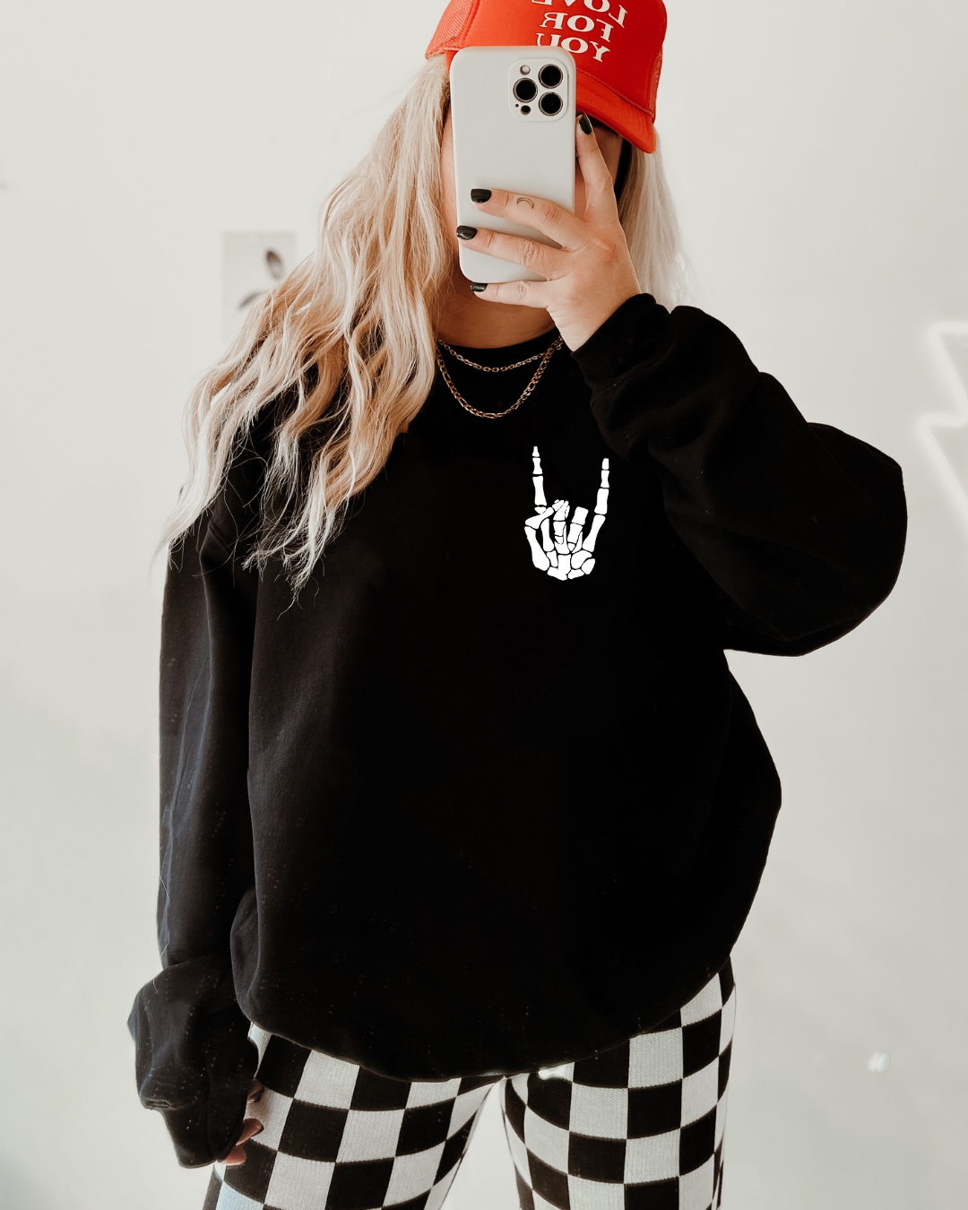 Rock On Skull Hand Classic Crew