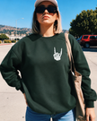 Rock On Skull Hand Classic Crew