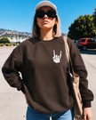 Rock On Skull Hand Classic Crew