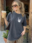 Rock On Skull Hand Heavy Weight Tee (Boxier Style)