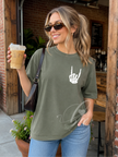 Rock On Skull Hand Heavy Weight Tee (Boxier Style)