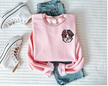 Saint Bernard with Heart Glasses Embroidered CLASSIC Crew Neck Sweater