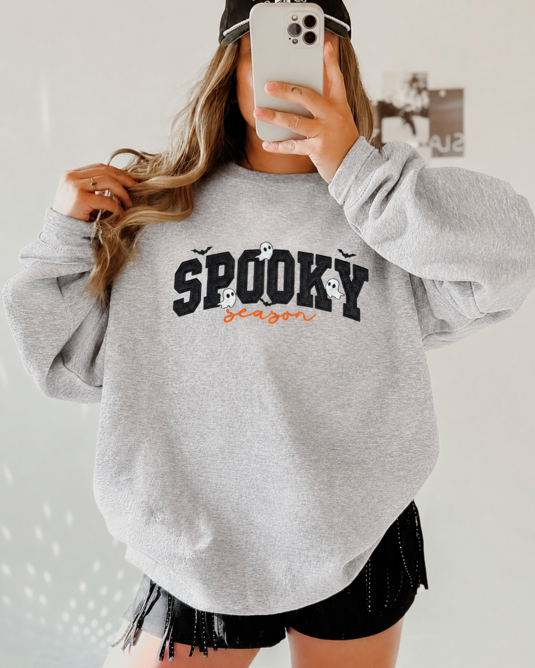 Spooky Season Glitter Embroidered Classic Crew