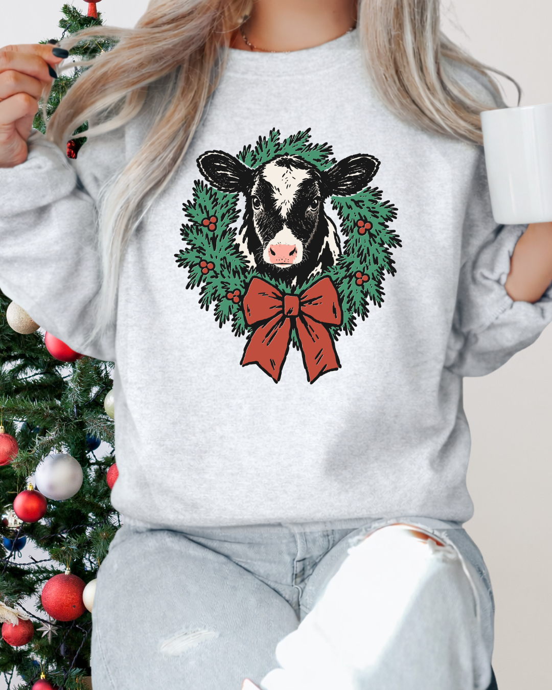 Udderly Festive Wreath Classic Crew Neck Sweater
