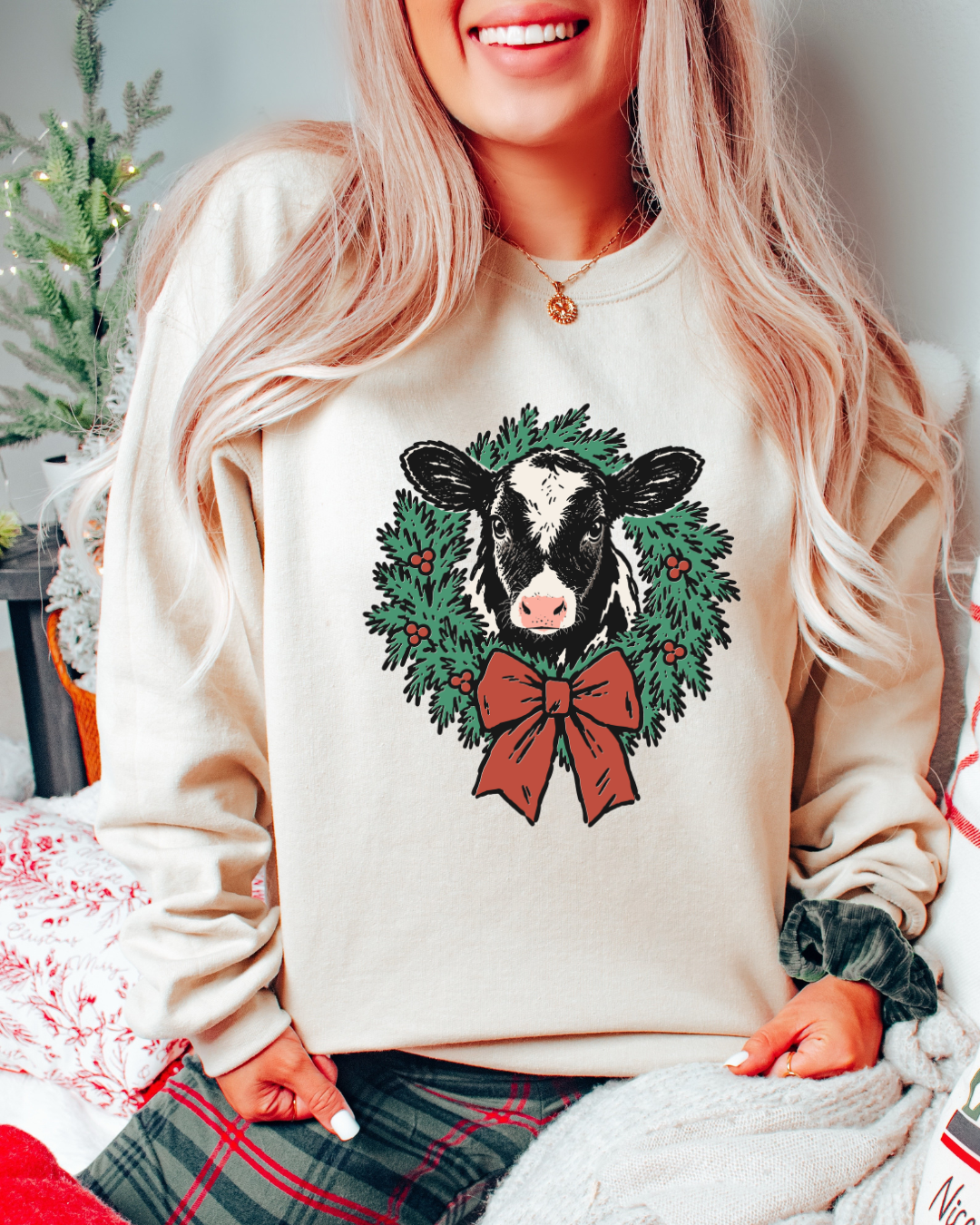 Udderly Festive Wreath Classic Crew Neck Sweater