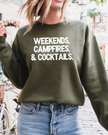 Weekends, Campfires & Cocktails Cozy Crew Neck Sweater
