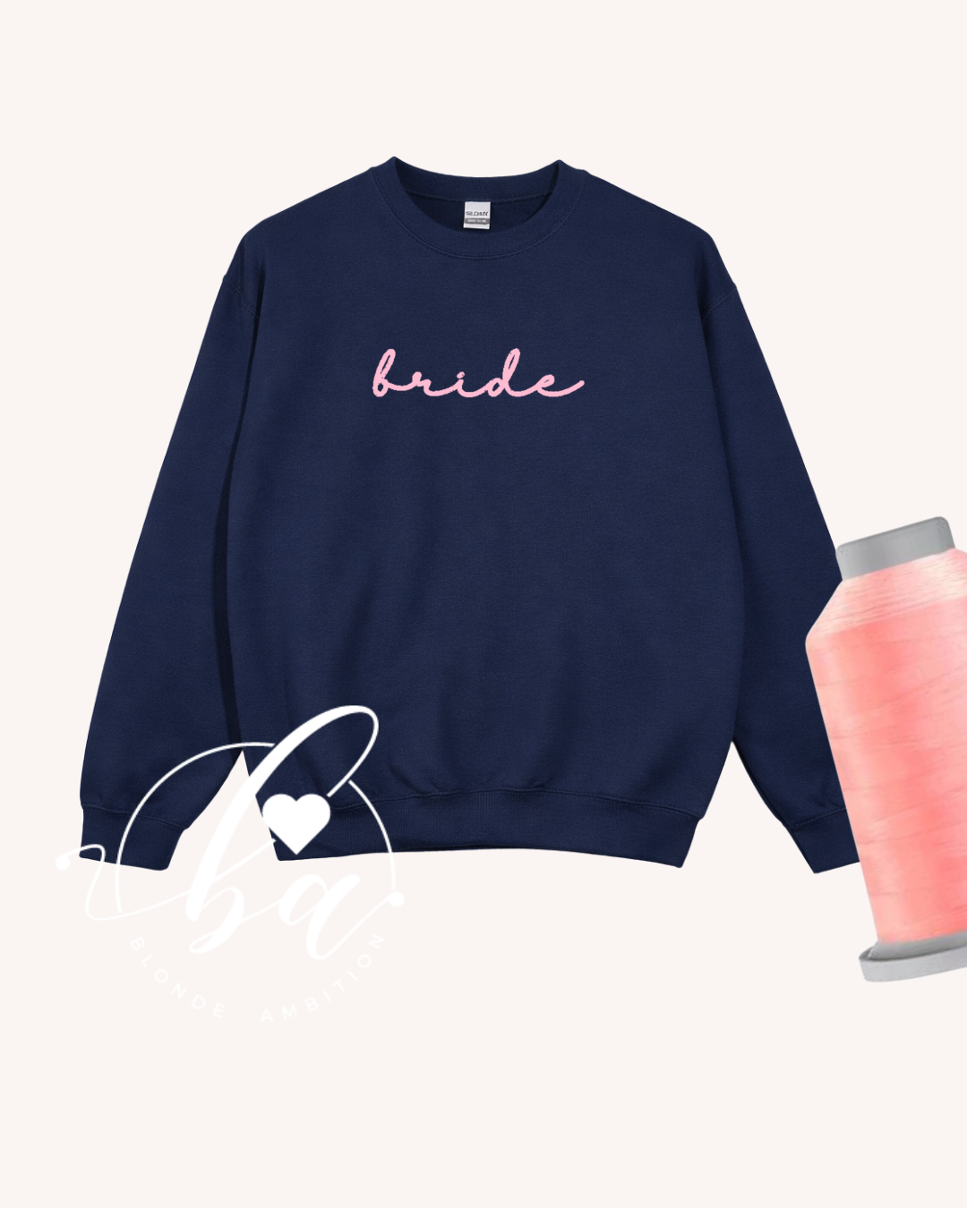 Customizable Script Embroidered Classic Crew Neck Sweater