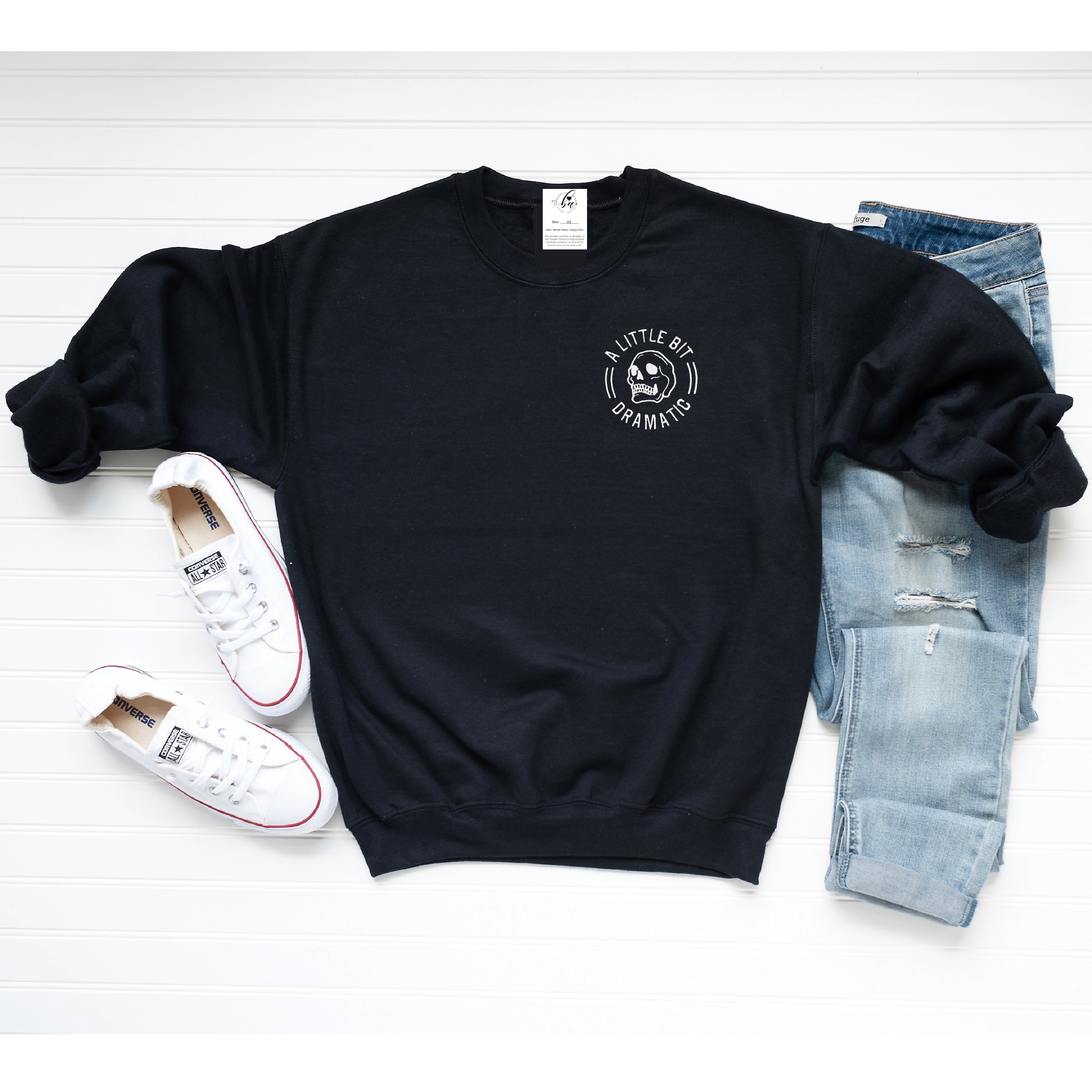 A Little Bit Dramatic Embroidered Cozy Crew Neck Sweater