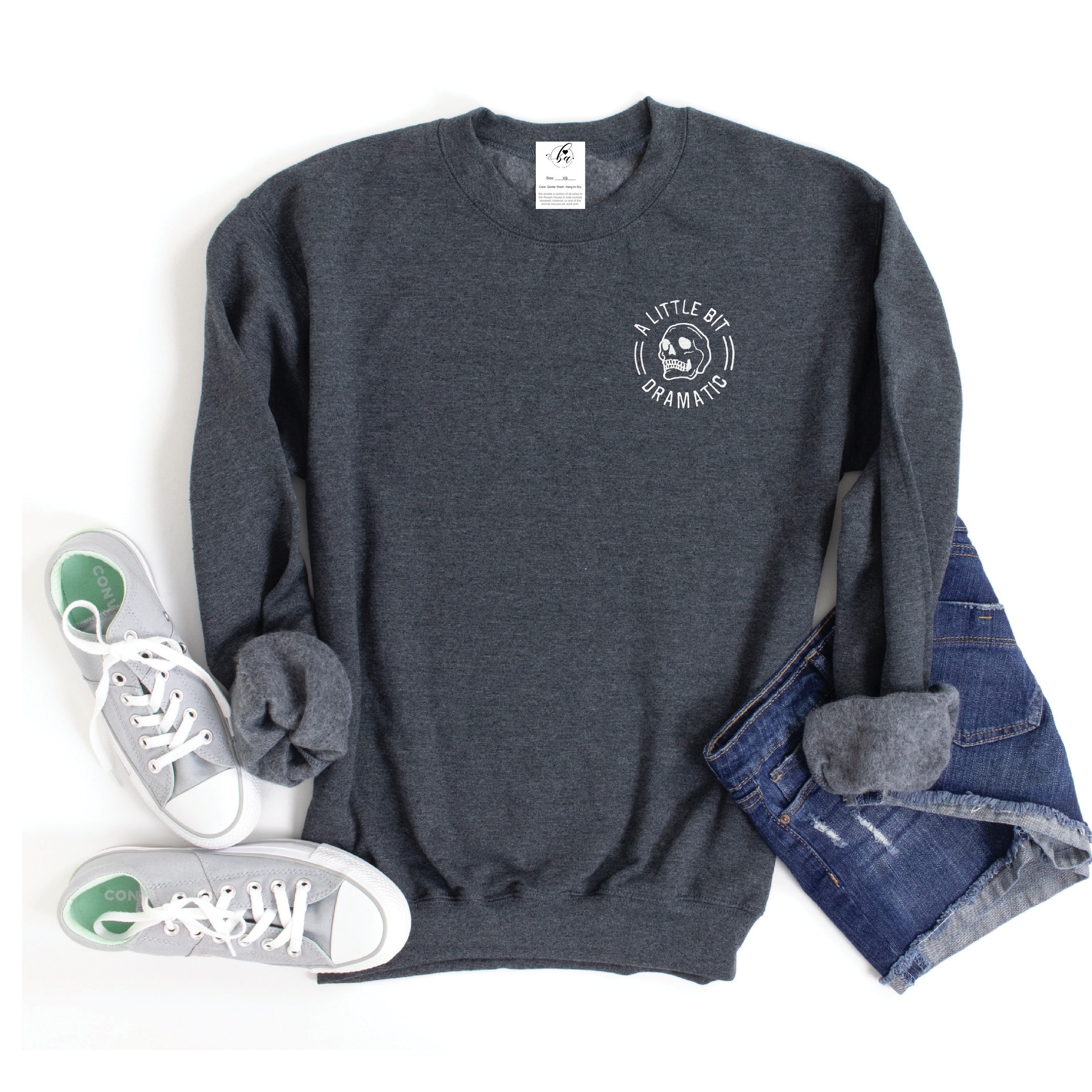 A Little Bit Dramatic Embroidered Cozy Crew Neck Sweater