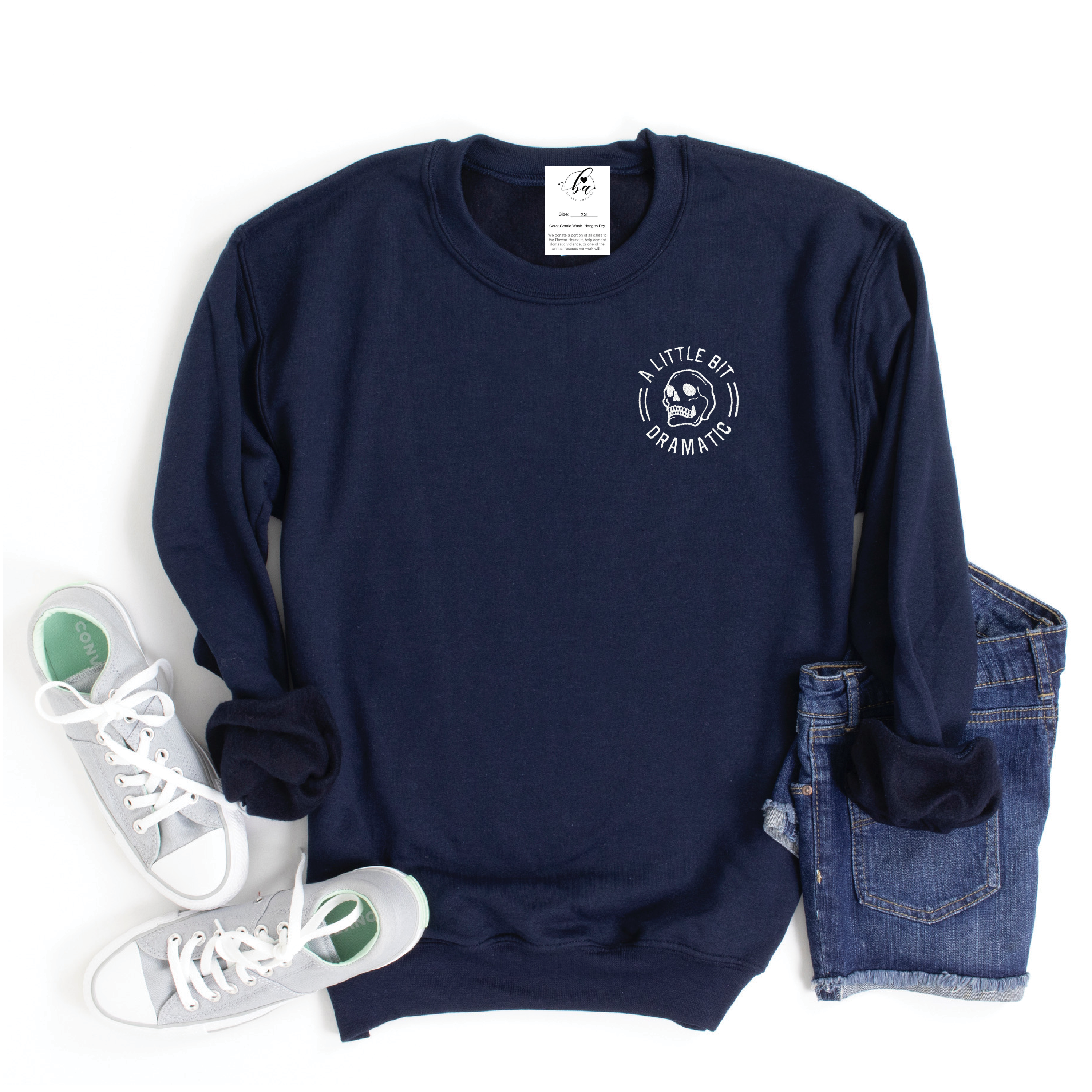 A Little Bit Dramatic Embroidered Cozy Crew Neck Sweater