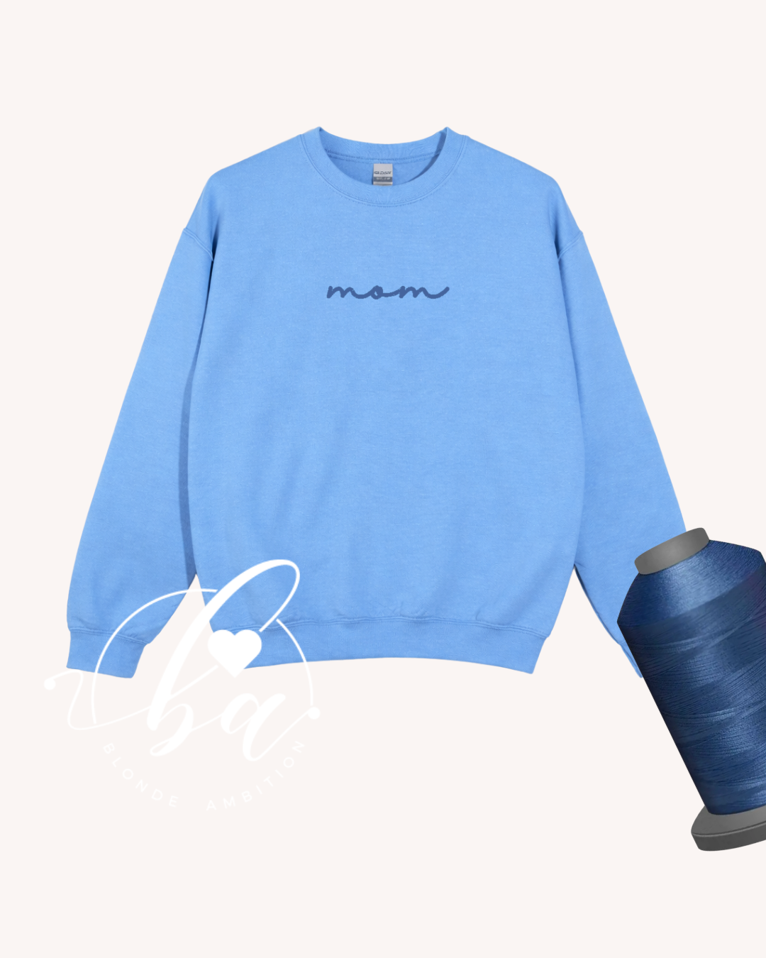 Customizable Script Embroidered Classic Crew Neck Sweater