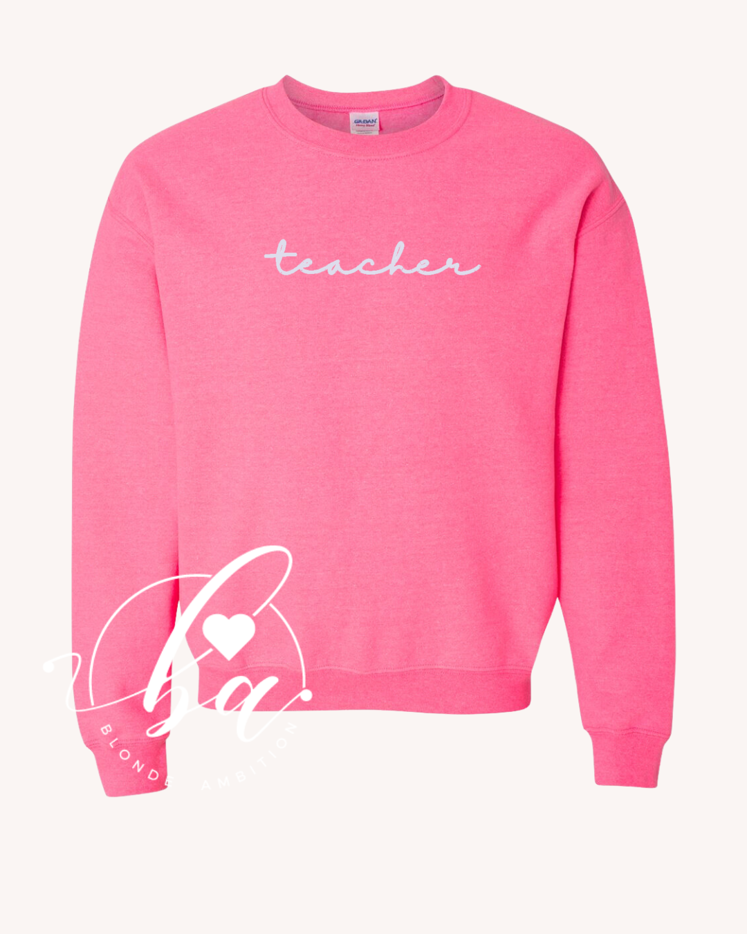Customizable Script Embroidered Classic Crew Neck Sweater