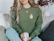 Embroidered Ghost with Latte  Classic Crew Neck Sweater