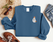 Embroidered Ghost with Latte  Classic Crew Neck Sweater