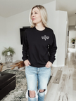 The Good Karma Social Club Embroidered Cozy Crew Neck Sweater