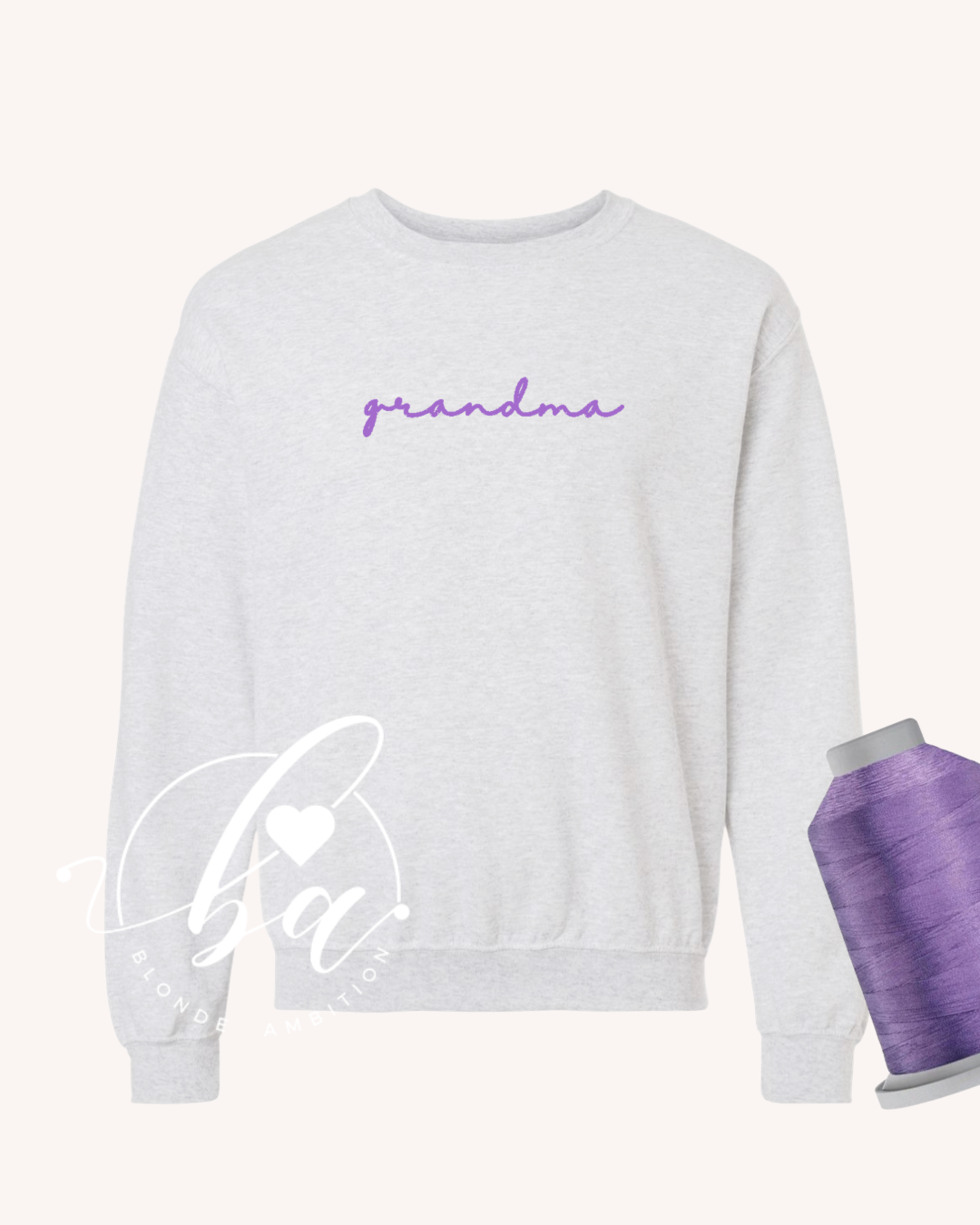 Customizable Script Embroidered Classic Crew Neck Sweater