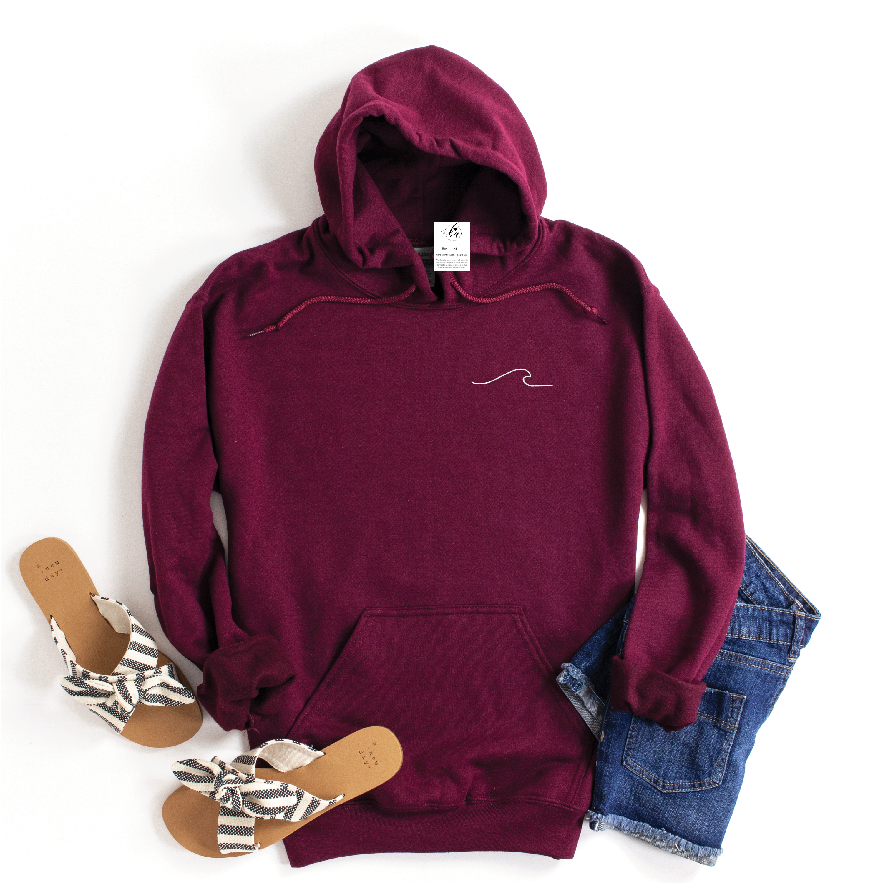 Waves Embroidered Cozy Hoodie