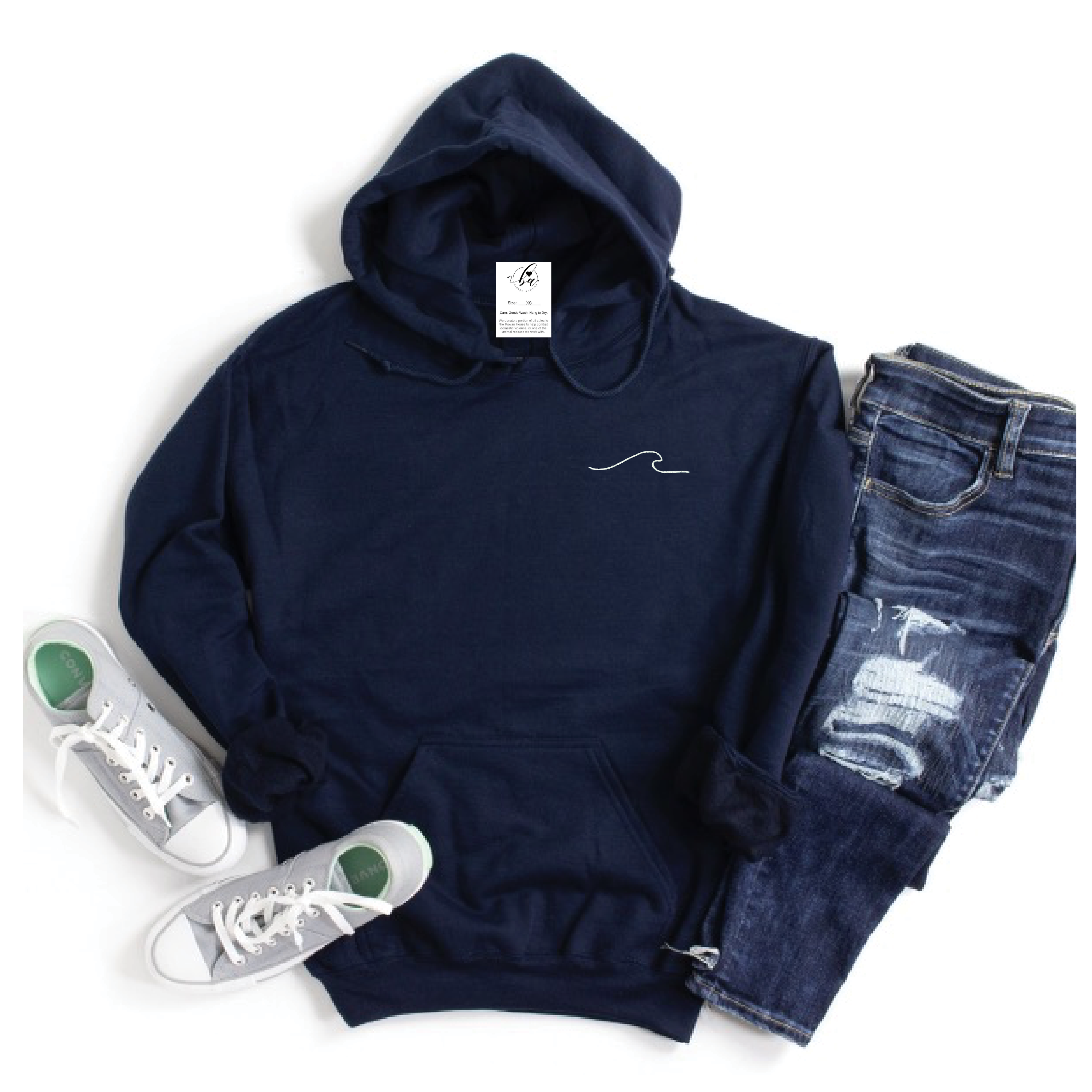 Waves Embroidered Cozy Hoodie