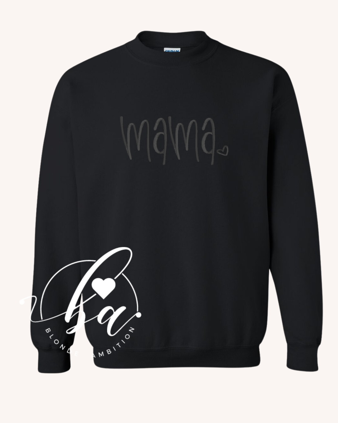 Mama Heart Embroidered Classic Crew Neck Sweater