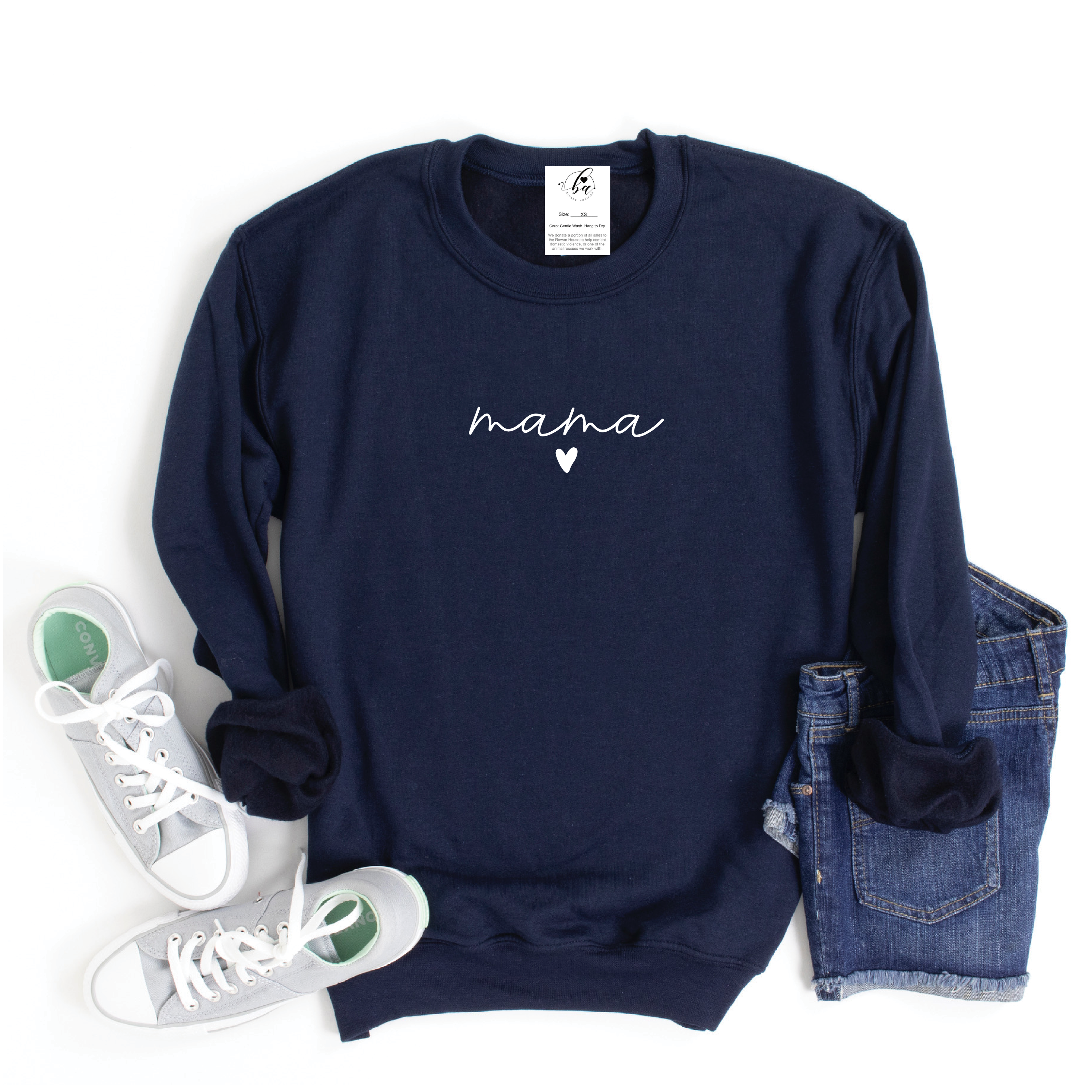 mama ❤️ {Script} Cozy Crew Neck Sweater