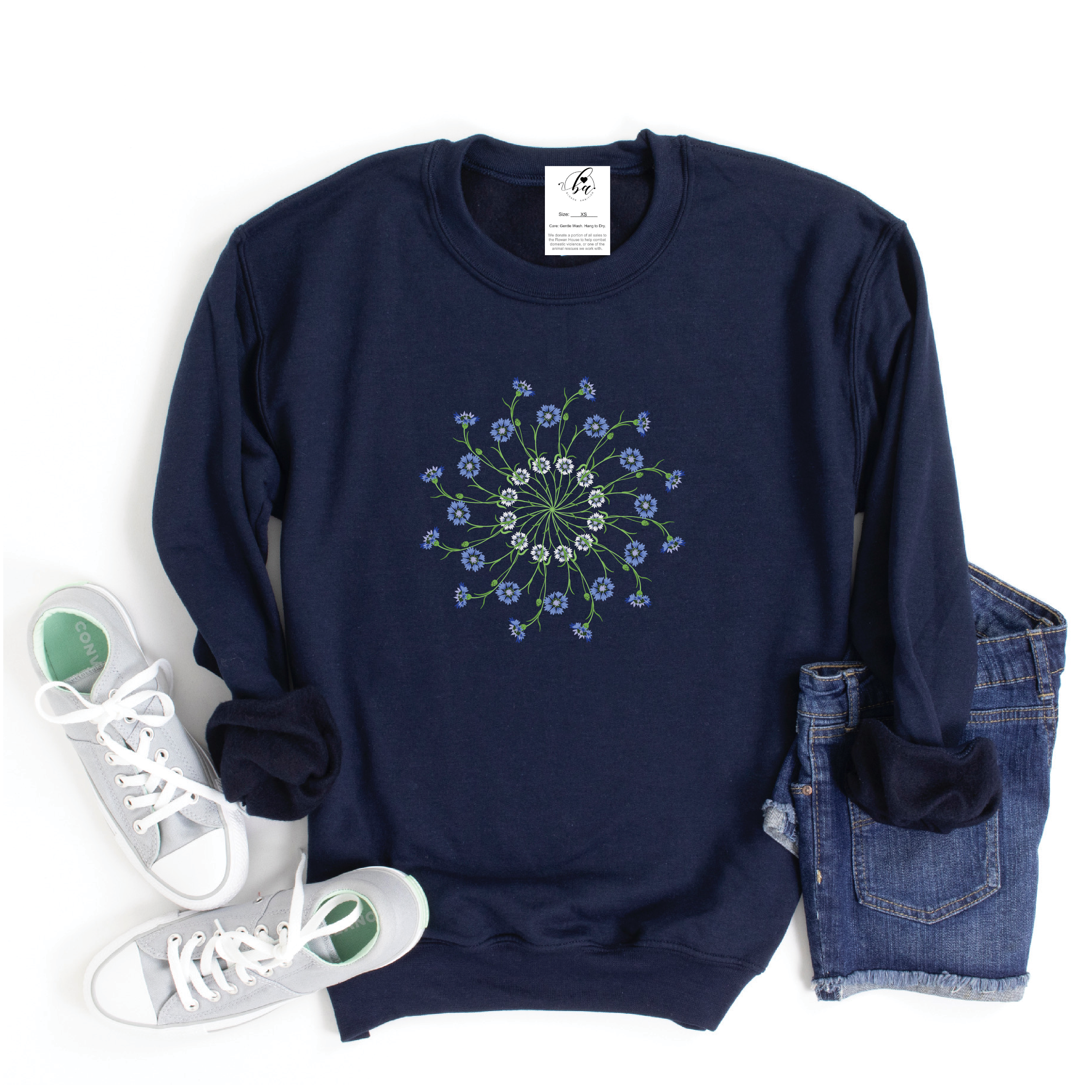 Cornflower Mandala Cozy Crew Neck Sweater