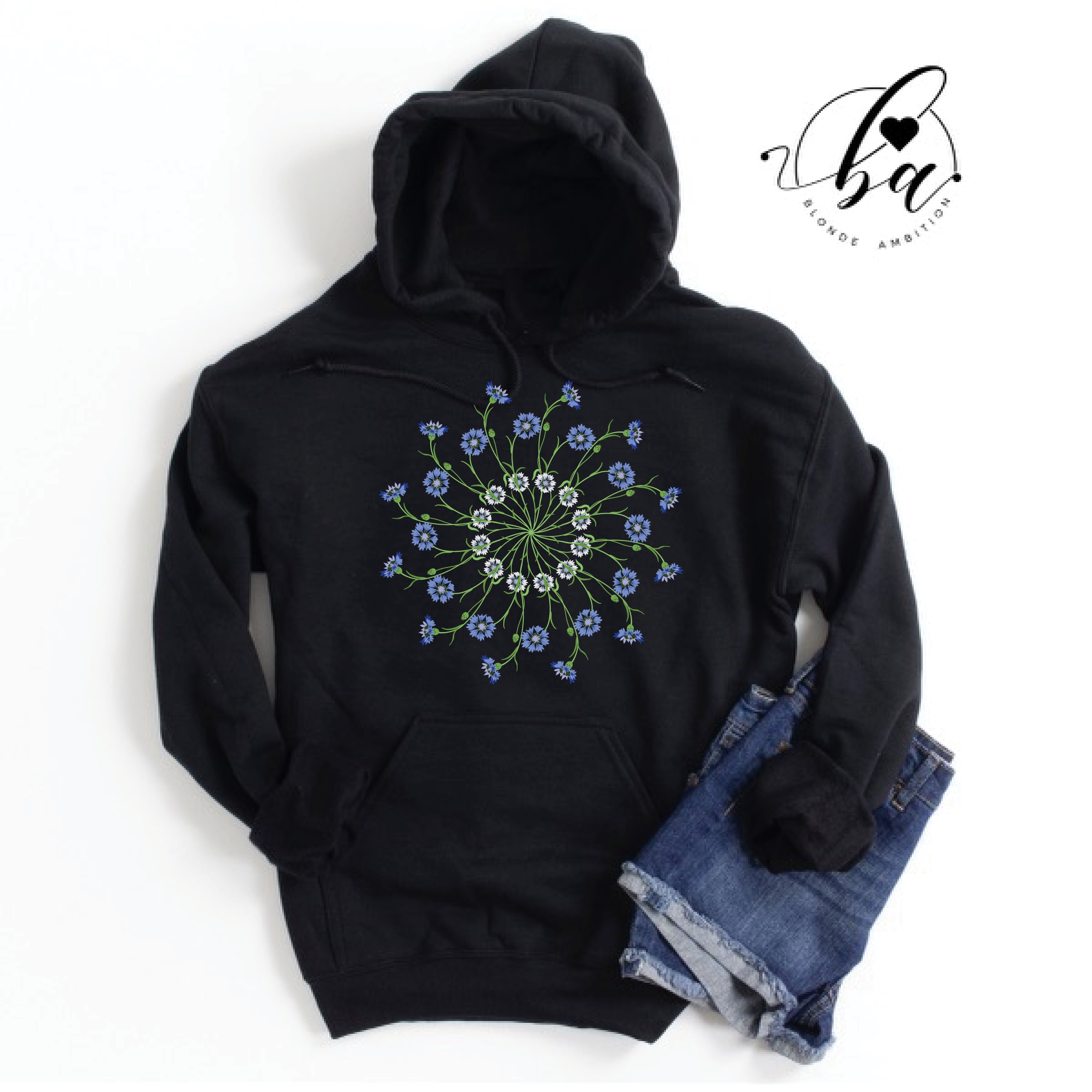 Cornflower Mandala Cozy HOODIE