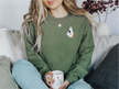 Embroidered Ghost with Pumpkin & Cat Classic Crew Neck Sweater